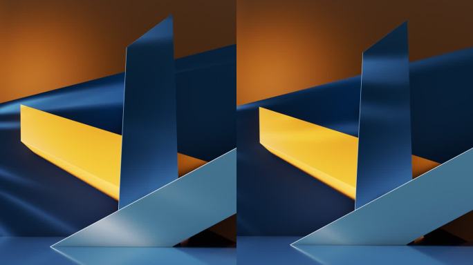 创意彩色几何体建筑空间三维渲染