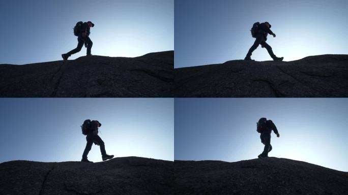 登山攀登行者奋斗前行励志正能量