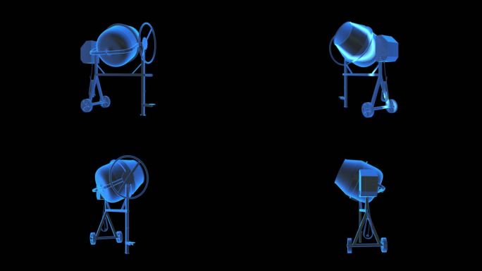 混凝土搅拌机全息蓝色科技通道素材