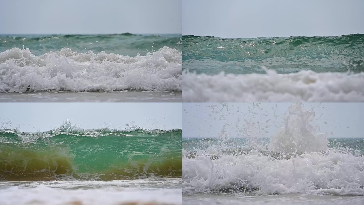 海南三亚大海海浪拍打沙滩慢镜头