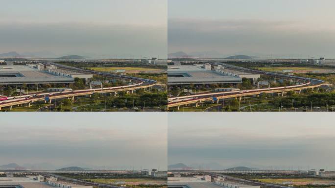 飞机降落和深圳机场进场道路、珠江口码头