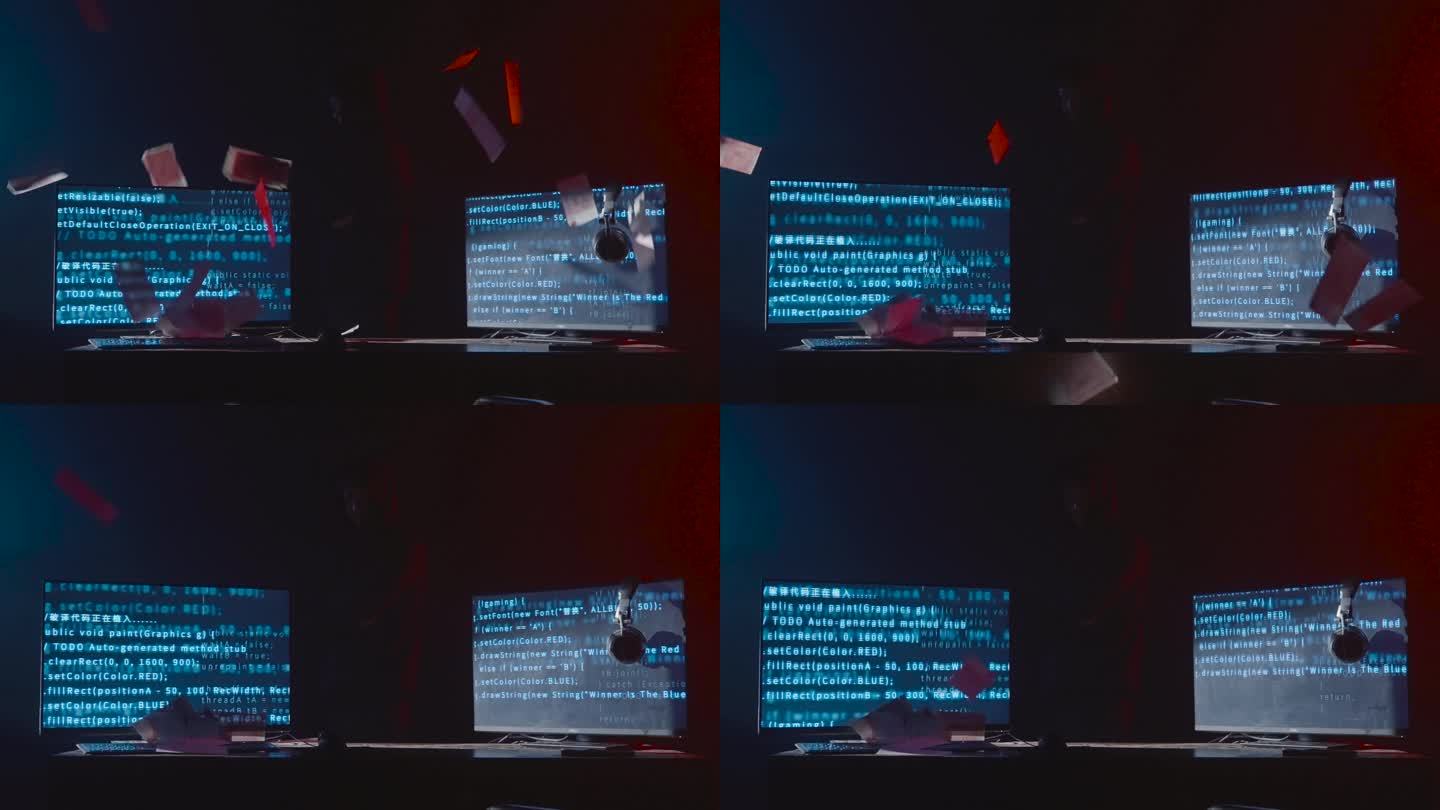 男人黑暗房间乱码电脑屏幕