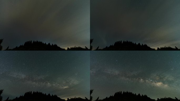 银河从云雾中显现过程延时摄影
