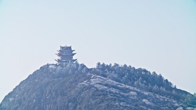 四川峨眉山 金顶 云端 清晨 雪景