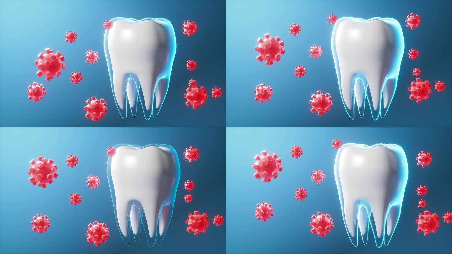 人类牙齿抵御细菌病毒保护牙齿牙齿健康动画