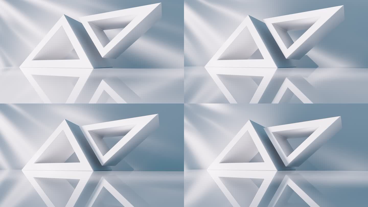 创意白色几何体建筑空间三维渲染