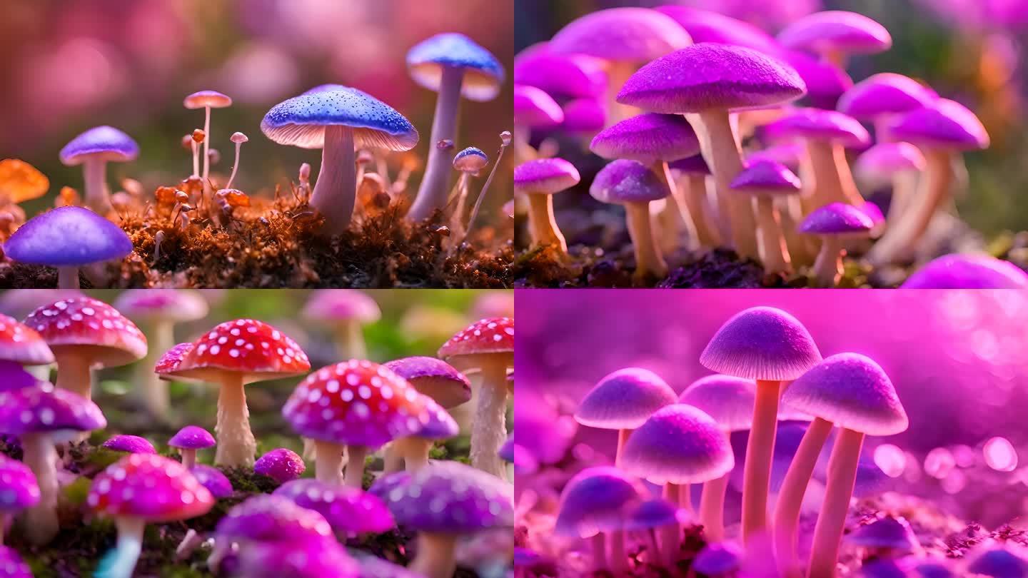 【原创4K】彩色蘑菇唯美真菌拍摄