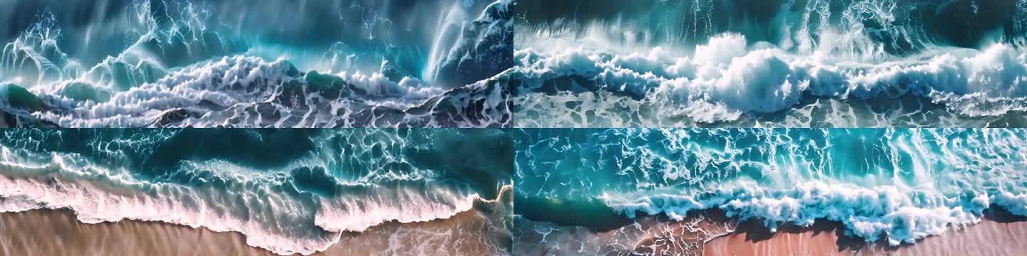 蓝色海浪超宽屏动画视频背景