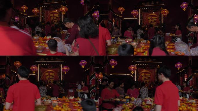 柬埔寨华人过新年春节寺庙拜佛上香祈福