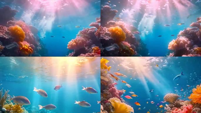 唯美海洋海底世界水下世界珊瑚丛鱼类生物素