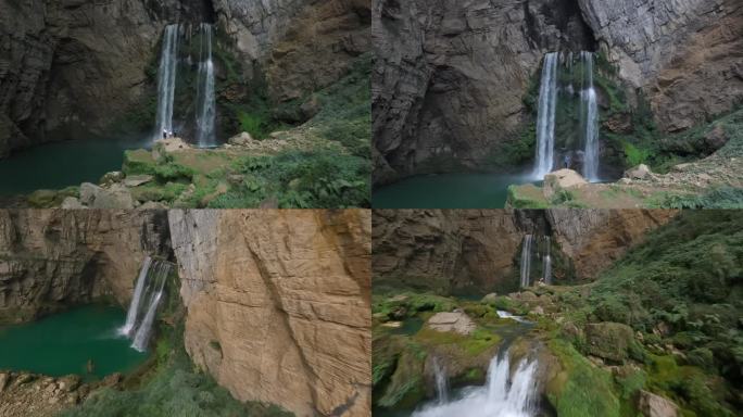 羊皮洞瀑布水流航拍（4K合集）