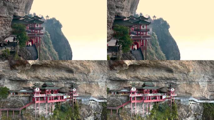 4K航拍漳州灵通山悬空寺