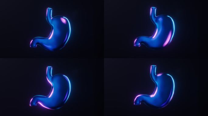 胃部与霓虹灯光效果循环动画3D渲染