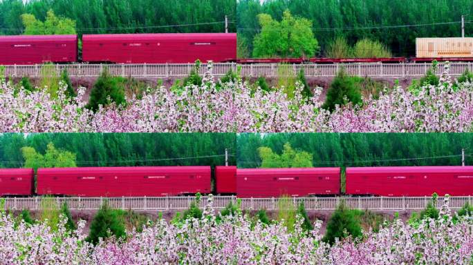 和谐号货运火车 中国铁路 春天的火车