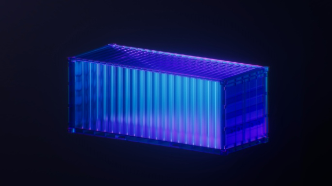 集装箱与霓虹灯光效果3D渲染