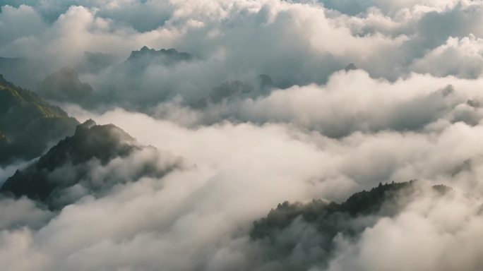 航拍 云雾山间 山 意境 大自然