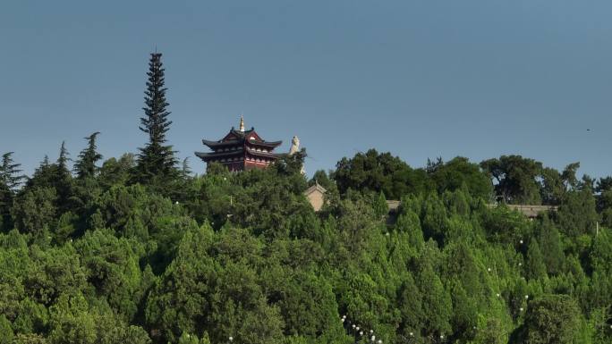 铜川旅游药王山铜川地标景点药王山雕像