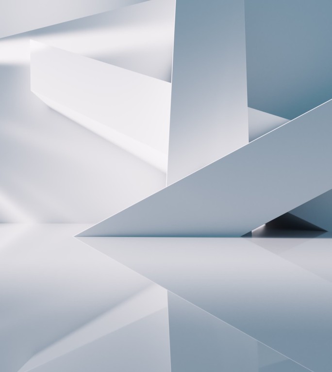 创意白色几何体建筑空间三维渲染
