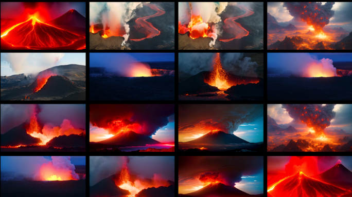 火山喷发岩浆涌动