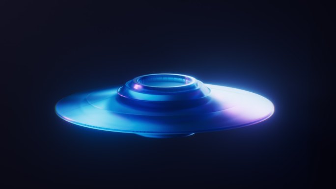 飞碟UFO与霓虹灯光效果循环动画3D渲染