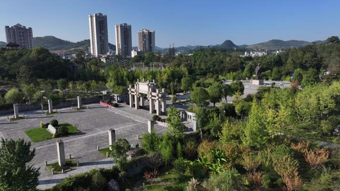 航拍阳明祠 王阳明故居 贵州旅游龙场悟道