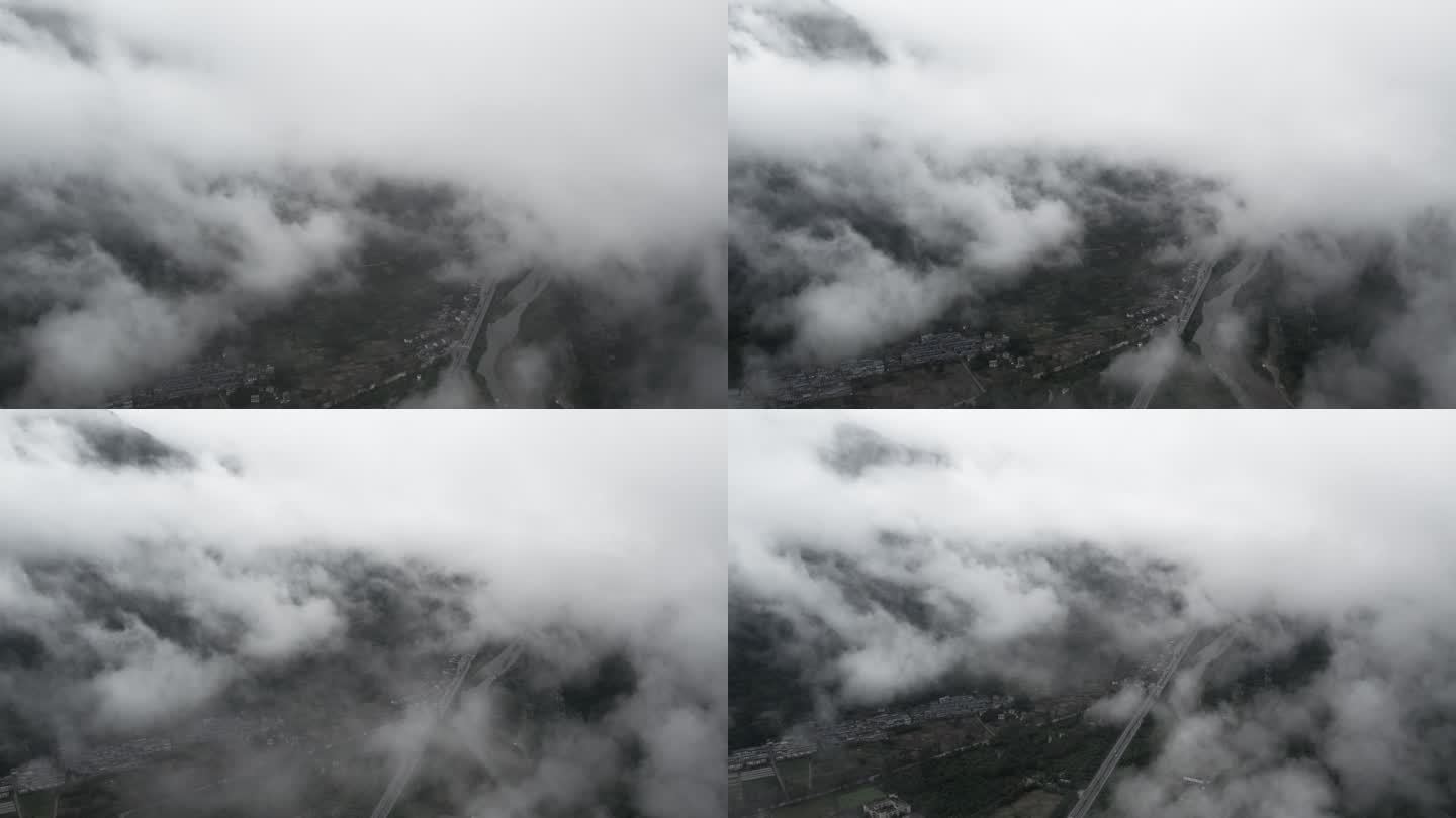 高山森林公路穿云大气航拍拉镜头