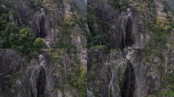 航拍山川峡谷河谷瀑布