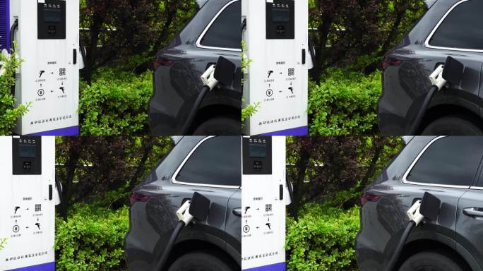 电动汽车在清洁能源充电桩使用电能充电