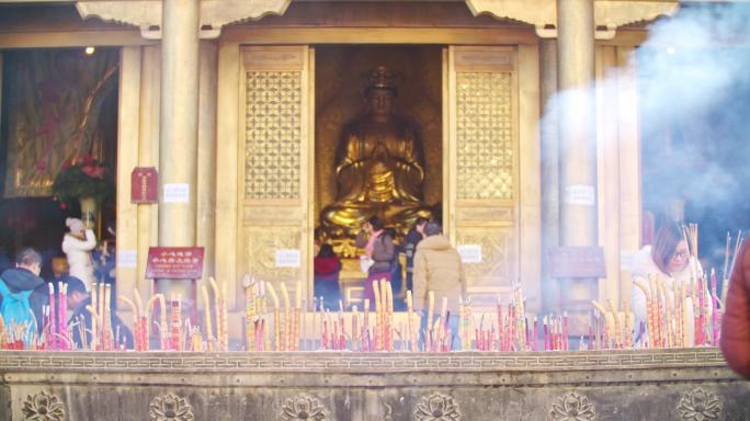 峨眉山 祈福 烧香 旅游 佛教 寺庙