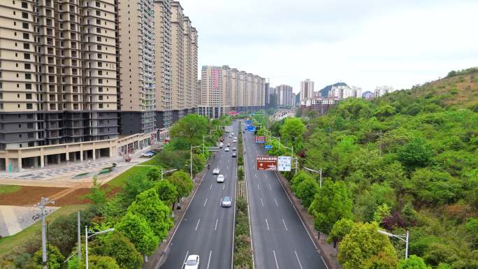 贵州清镇 航拍 城市建设 观清路