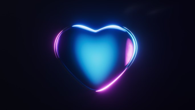 爱心与霓虹灯光效果循环动画3D渲染