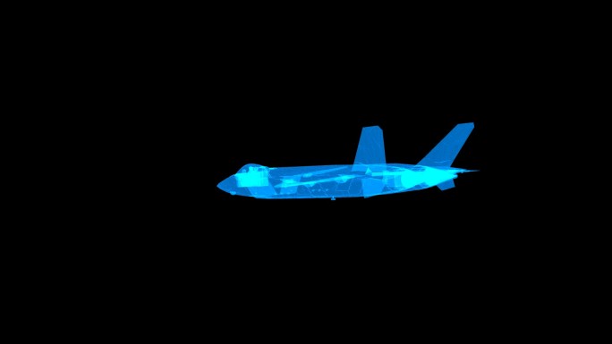 蓝色科技线条全息J20飞机透明通道素材