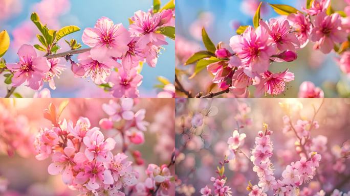 春天桃花盛开桃花开花唯美景色