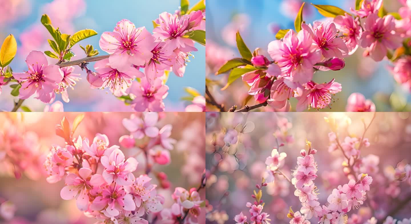 春天桃花盛开桃花开花唯美景色