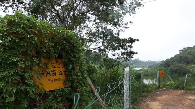 城市郊区荒地储备土地小池塘