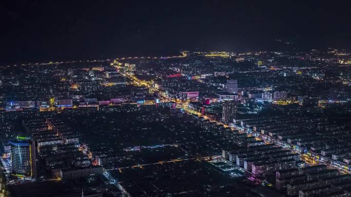 泰安城市夜景航拍无人机