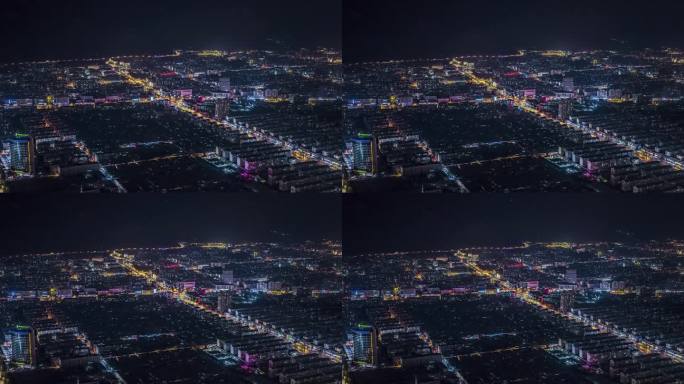 泰安城市夜景航拍无人机