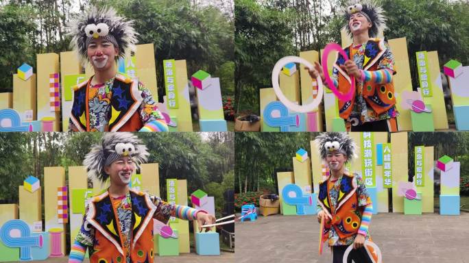 小丑表演杂技杂耍娱乐活动公共场所杂技演员