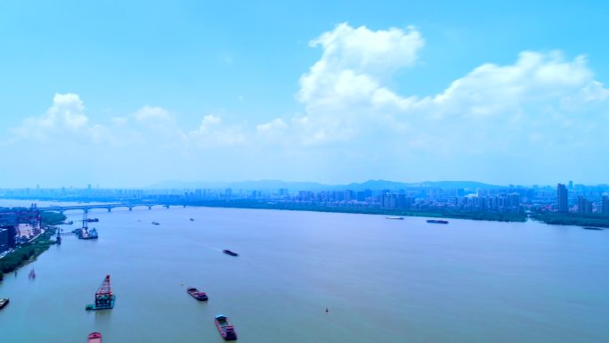 长江延时航拍大气空镜画面