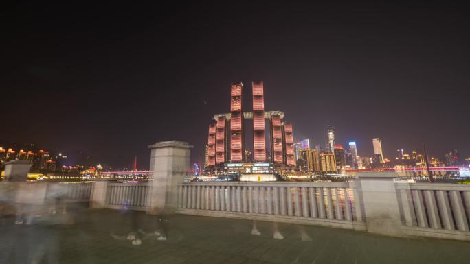 重庆南滨路夜景大范围延时