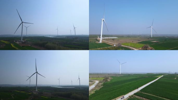 航拍风力发电绿色新能源风车