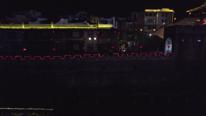 长汀古城墙夜景航拍