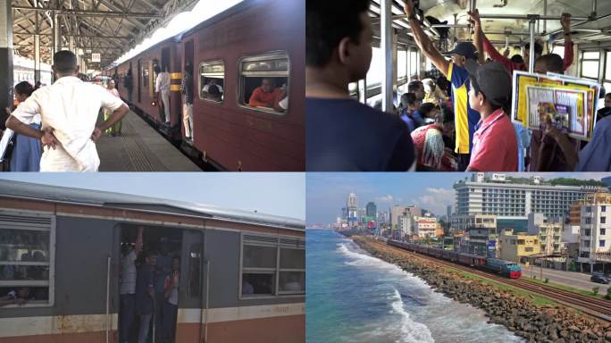 斯里兰卡火车站和海边小火车
