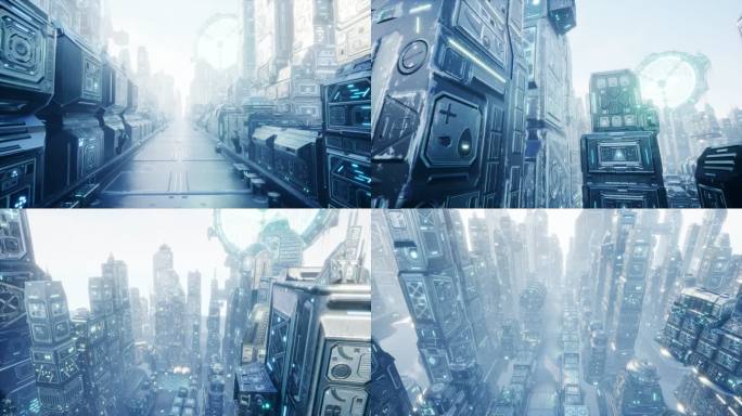 4K科技感未来城市外星城市场景