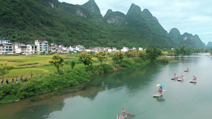 桂林山水阳朔漓江风光最美中国航拍