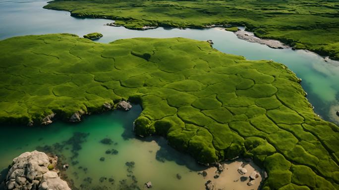 波罗的海中充满活力的彩色蓝绿藻