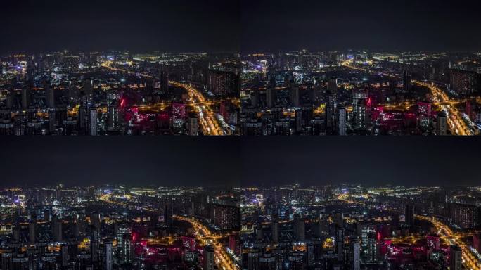 泰安城市夜景航拍