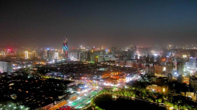 济南城市夜景航拍