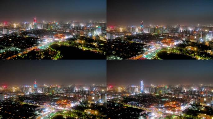 济南城市夜景航拍