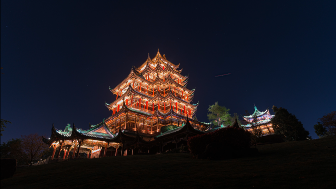 鸿恩寺夜景开灯延时